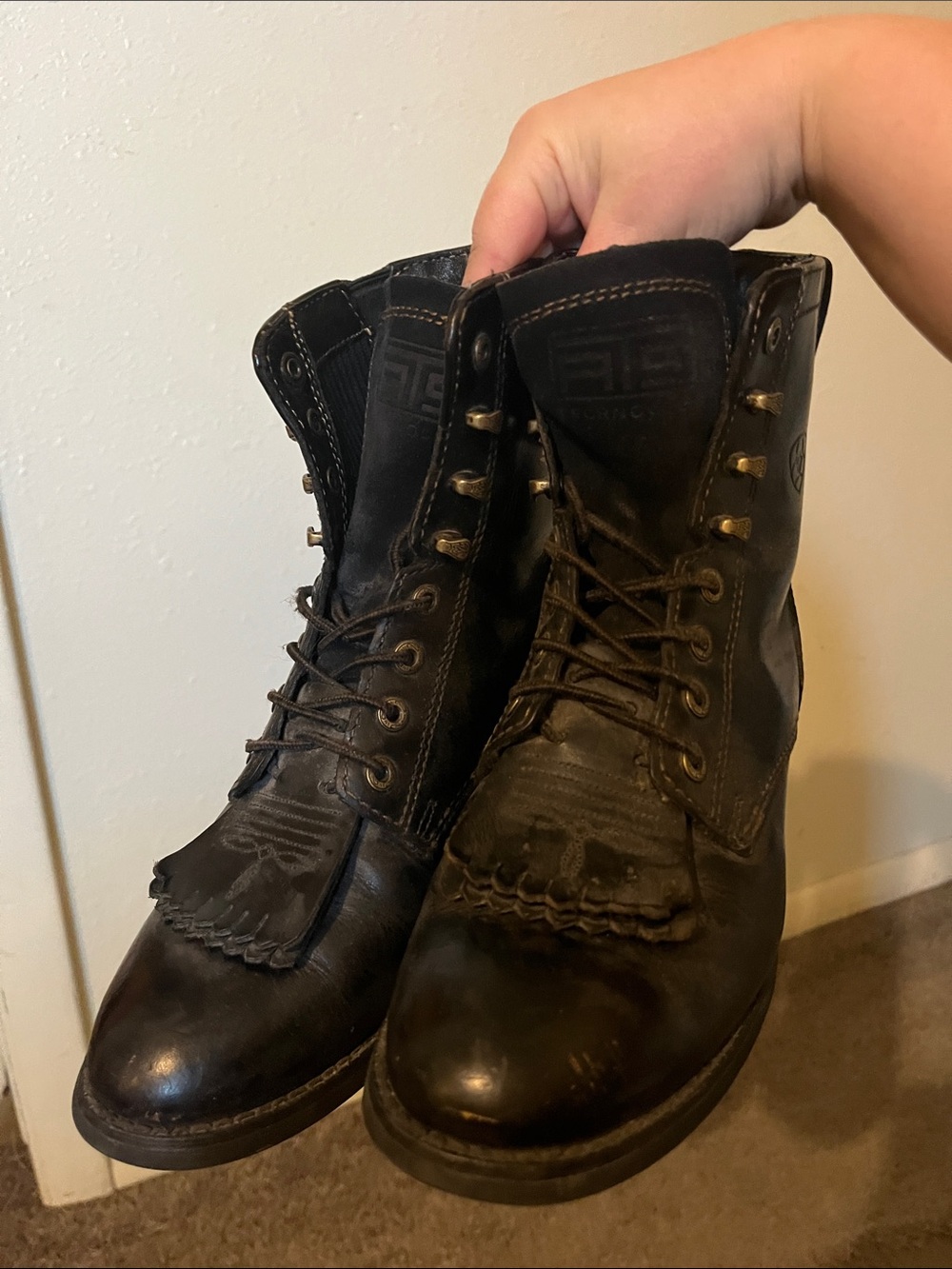 Ariat Men's Black Leather Lace-Up Work Boots